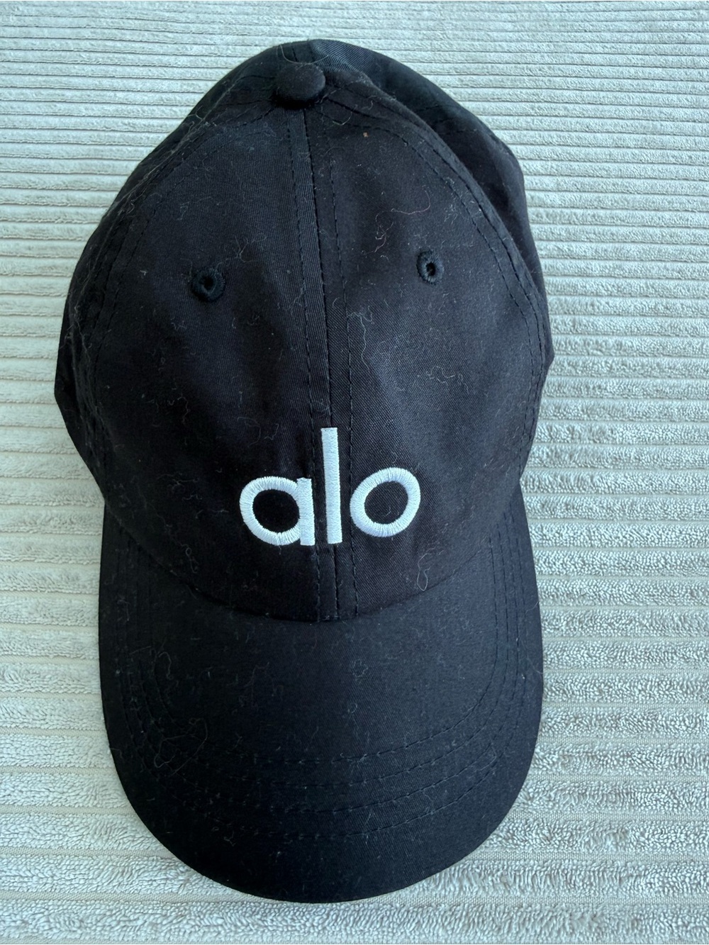 ALO Yoga Black Cap with White Logo